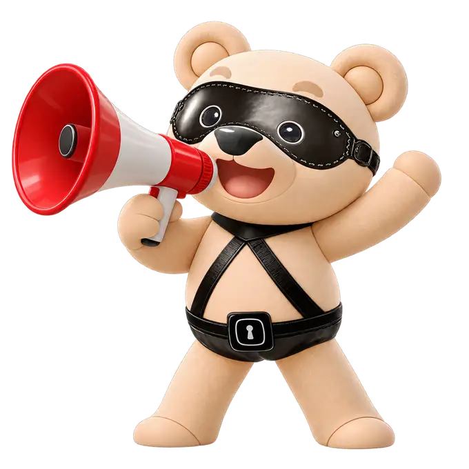 Luck, mascote da Loja do Prazer, anuncia a central de promoções com um megafone
