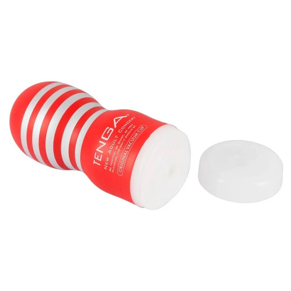 Masturbador Tenga Red Deep Throat com tampa removida e interior vis�vel