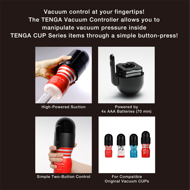 Masturbador Masculino Tenga Vacuum Controller Vermelho | Em uso, mostrando a ader�ncia na m�o