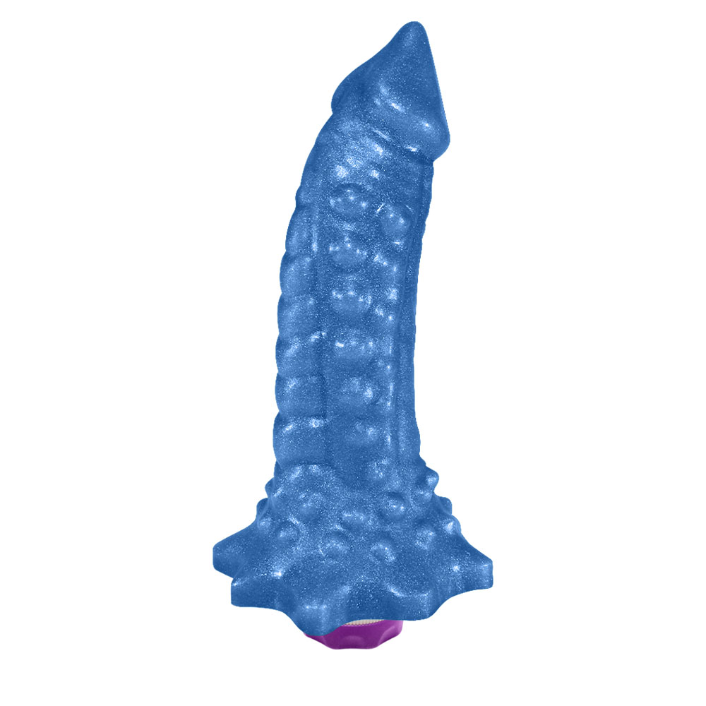 P�nis Flex�vel com Massageador Reptile com Vibrador 18 x 4,5cm Azul Cintilante | Foto 02
