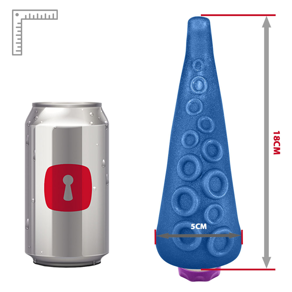 Dildo em PVC Flexível em Formato de Tentáculos com Vibrador 18 x 5cm Azul Cintilante | Foto 06