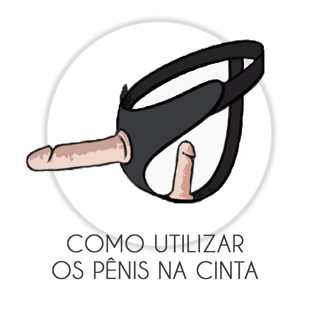 Suporte para Dois P�nis Real�sticos Strap On Dual Penetrix em uma vista traseira mostrando a parte que se ajusta � cintura e pernas da modelo