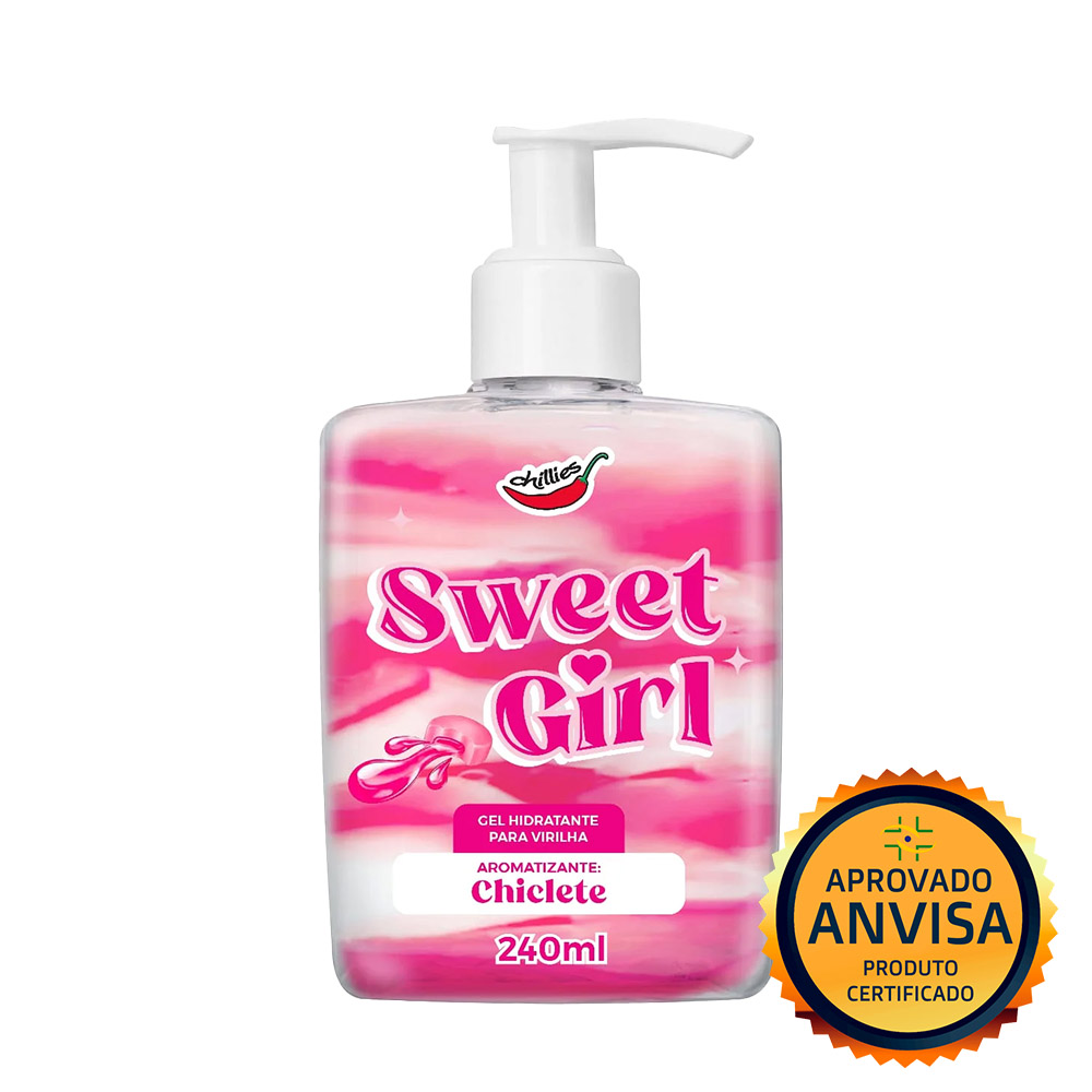 Gel Hidratante para Virilha Sweet Girl Aroma Chiclete 240ml - Embalagem com selo 'APROVADO ANVISA PRODUTO CERTIFICADO'