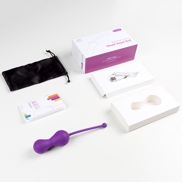Bola de Pompoarismo Kegel Ball Recarreg�vel Roxa com caixa e acess�rios, incluindo cabo USB