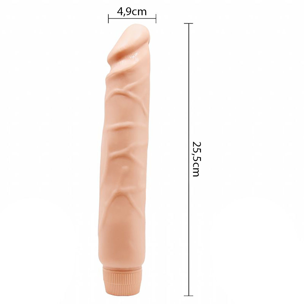 Pènis Realístico com Vibrador Multivelocidade em Soft Skin 25,5 x 4,9cm Bege | Foto 05