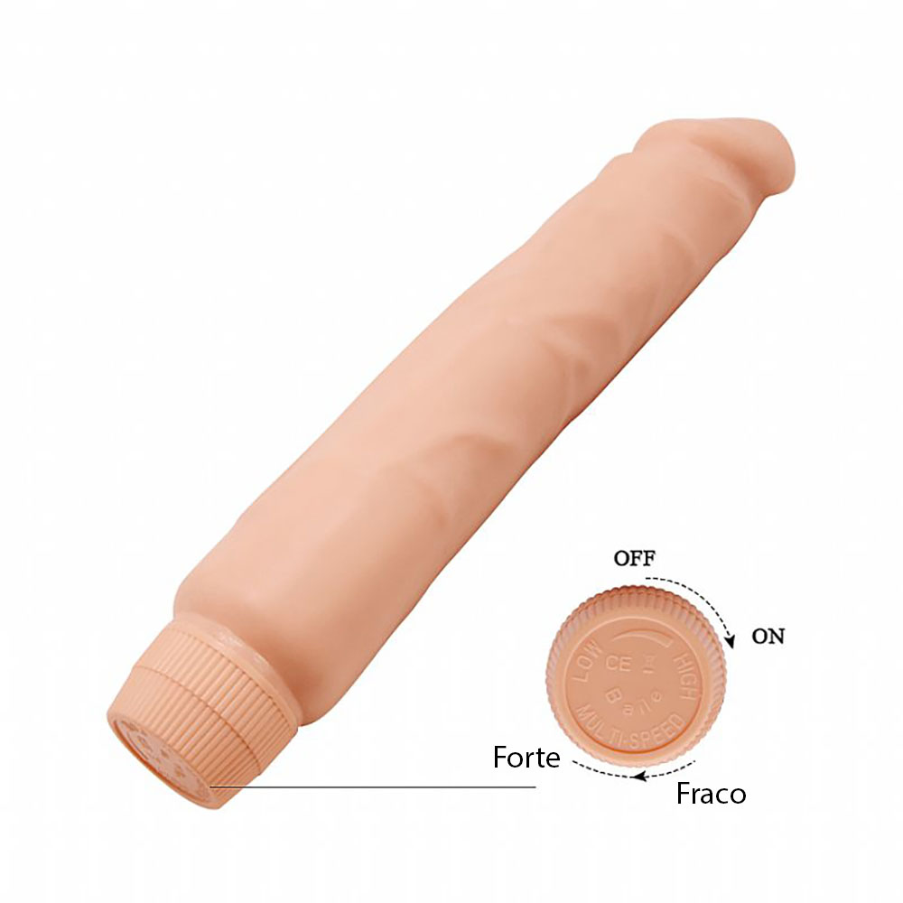 Pènis Realístico com Vibrador Multivelocidade em Soft Skin 25,5 x 4,9cm Bege | Foto 06