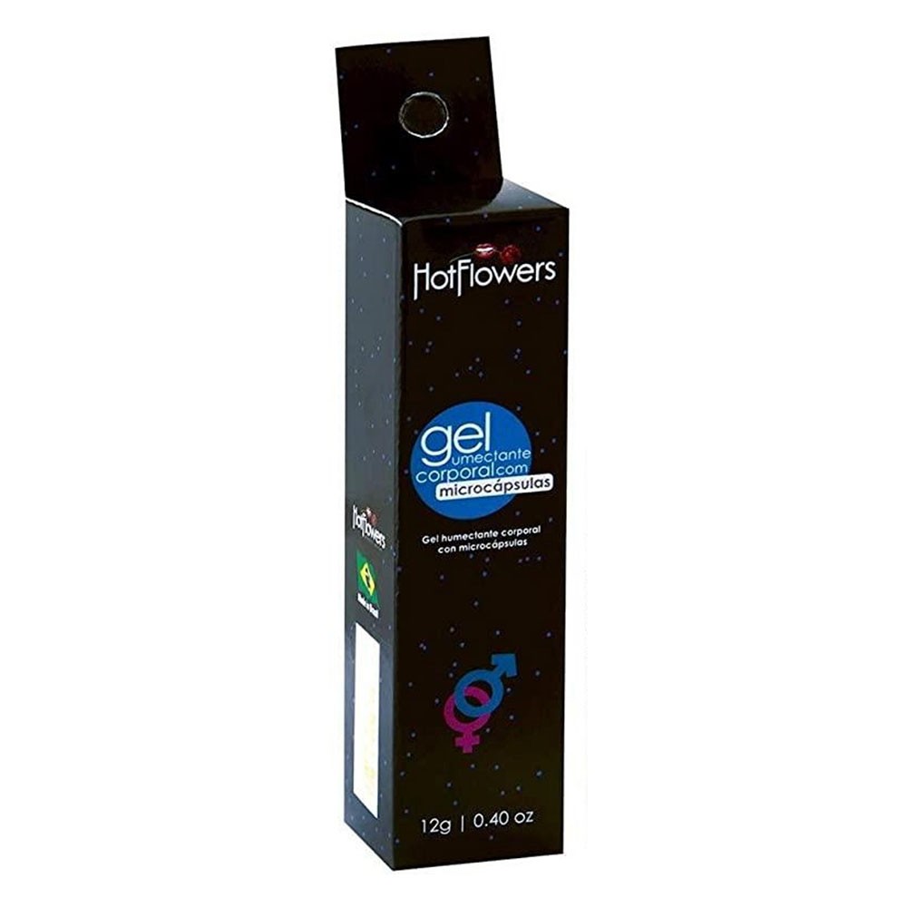 Caixa do Gel Excitante e Lubrificante Hot Flowers com microc�psulas - vista angular