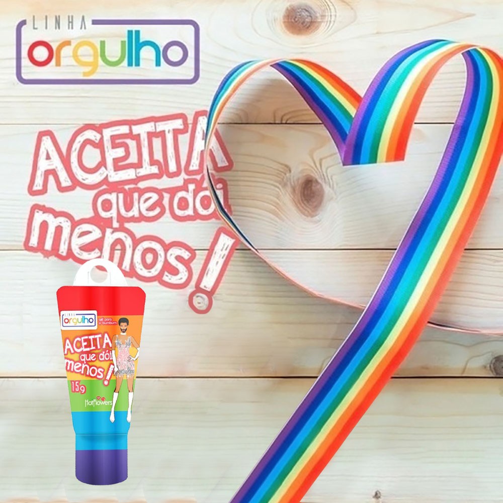 Gel para Sexo Anal Aceita que D�i Menos 15ml em cen�rio rom�ntico com fita arco-�ris