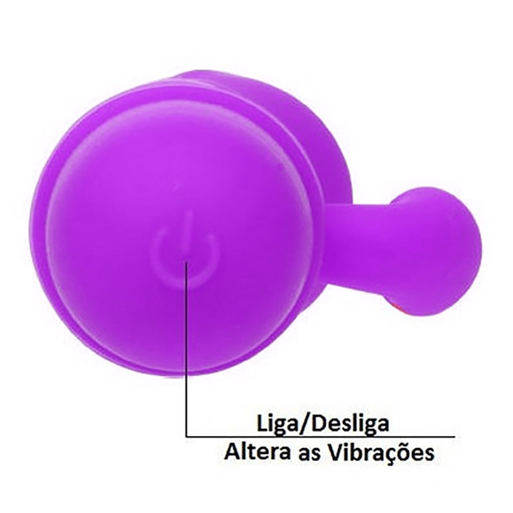 Vibrador Duplo em Silicone 10 Vibra��es Caesar Roxo - Detalhe do bot�o de ligar/desligar e alternar vibra��es