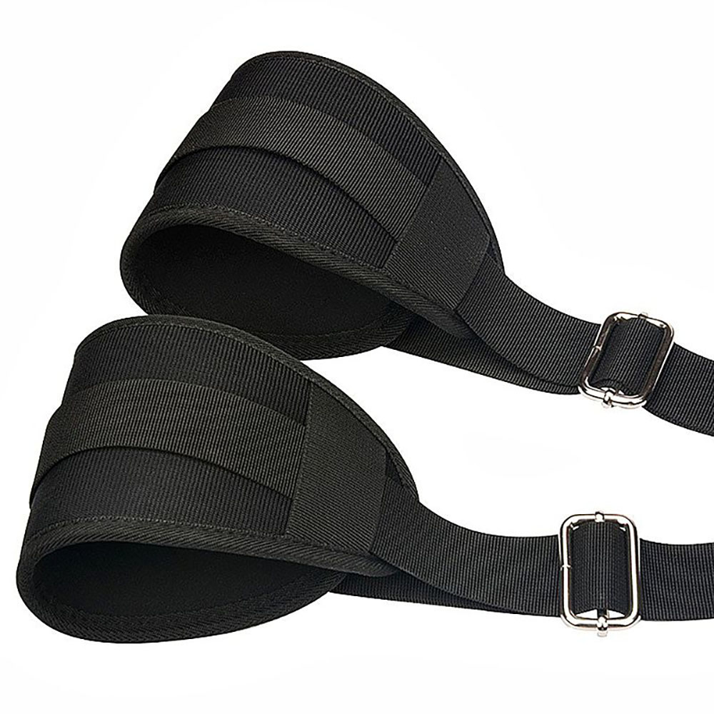 Kit Bondage 3 para Porta: Algemas, Suportes de Coxa e Suporte de Eleva��o (Balan�o) Preto | Detalhe das algemas e fivelas