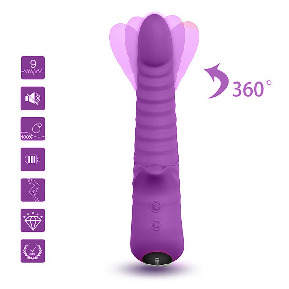 Vibrador Duplo Recarregável em Silicone com 9 Vibrações Aurora Roxo | Foto 02