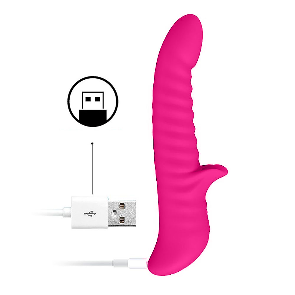 Vibrador Duplo Aurora Pink em close, demonstrando a textura do silicone e o design ergon�mico para o ponto G