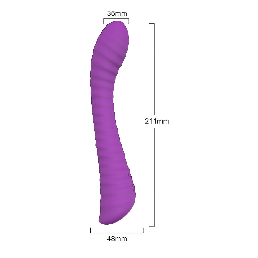 Vibrador Ponto G Recarreg�vel em Silicone Sunshine Roxo - Dimens�es detalhadas do produto