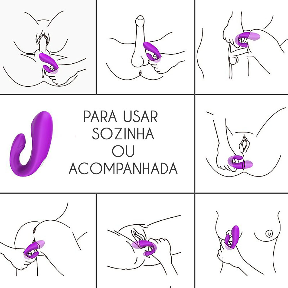 Vibrador para Casal Recarregável em Silicone com 9 Vibrações Enjoy RCT Roxo | Foto 05