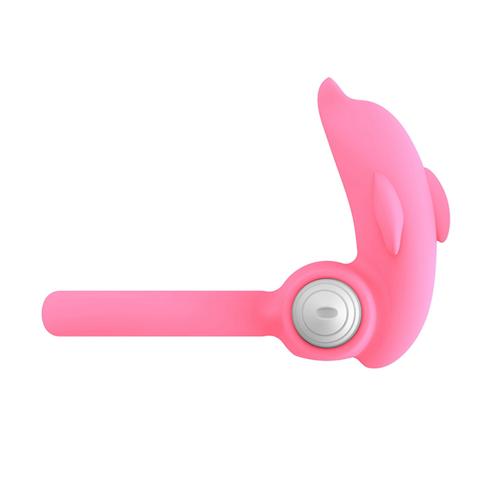 Anel Vibrat�rio em Formato de Golfinho em Silicone On/Off Pink - Vista traseira detalhada