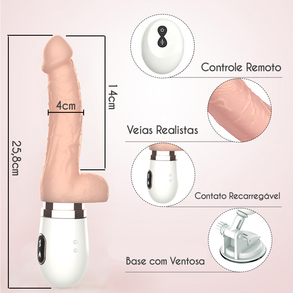 M�quina de Sexo Cyclone em Silicone Branca, detalhe do controle sem fio e interface da m�quina