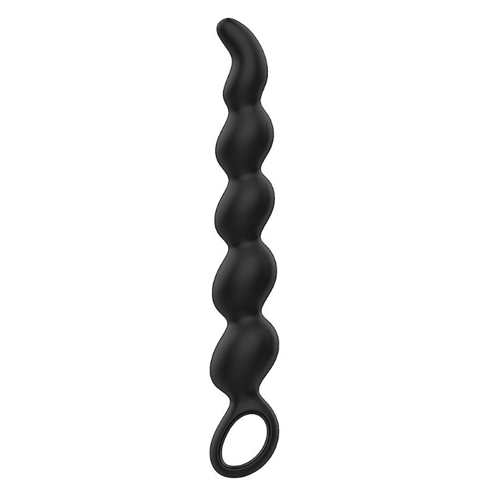 Bolinha Anal em Silicone Escalonado com Steve Preta - detalhe das esferas progressivas