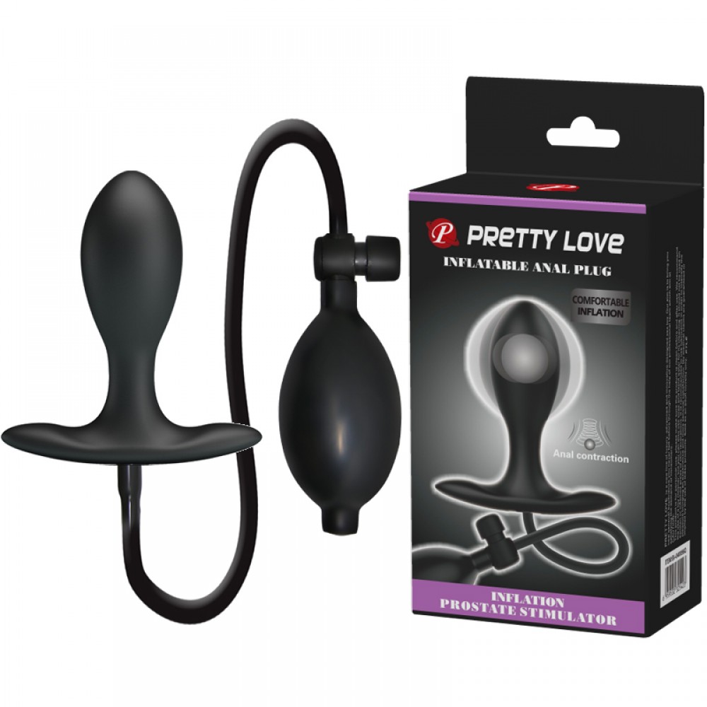 Plug Anal Inflável em Silicone com Esfera Interna em Metal Preto | Foto 01