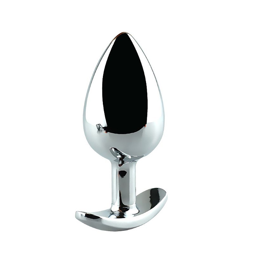 Vista lateral do Plug Anal Joia com Base C�nica Roxo evidenciando formato anat�mico e joia roxa