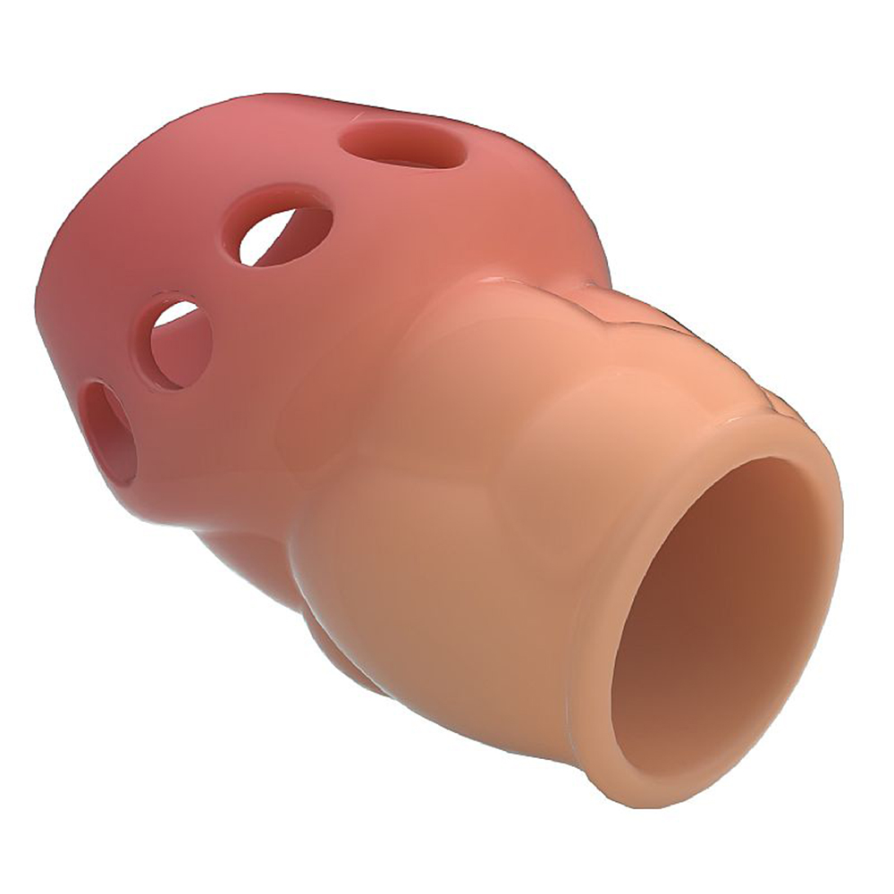 Capa Peniana Extensora para Glande Oscar Bege, vista de lado com �ngulo, destacando a textura do Cyberskin