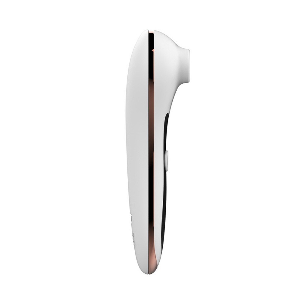Vista lateral do Estimulador para Clit�ris Branco mostrando design ergon�mico e acabamento lateral