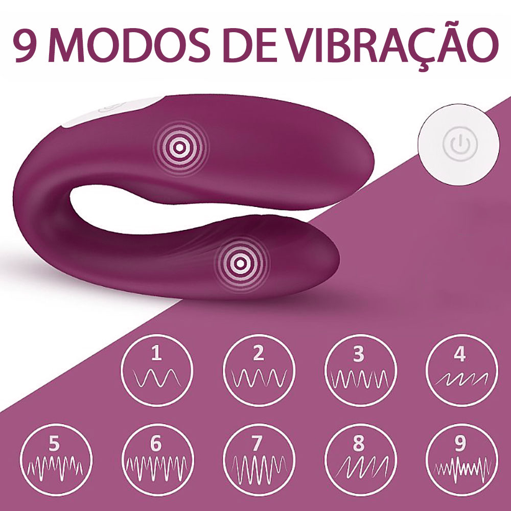 Vibrador para Casal Recarregável em Silicone com 9 Vibrações Viviana Pink | Foto 05