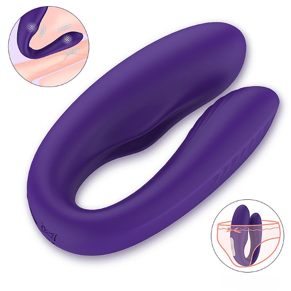 Vibrador para Casal Recarreg�vel em Silicone com 9 Vibra��es Viviana Roxo - Ilustra��o de uso