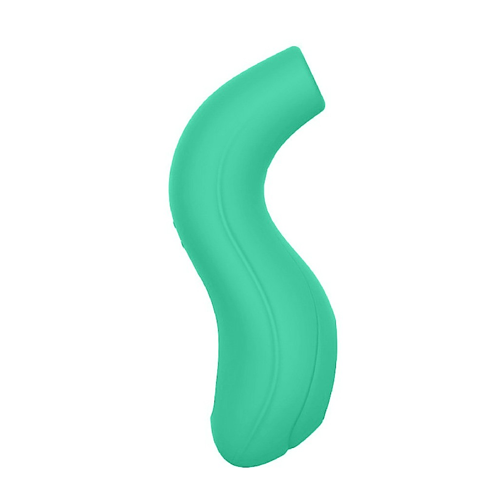 Vibrador para Clit�ris em Silicone Recarreg�vel 7 Pulsa��es Swan Verde em vista frontal, destacando o bico estimulador