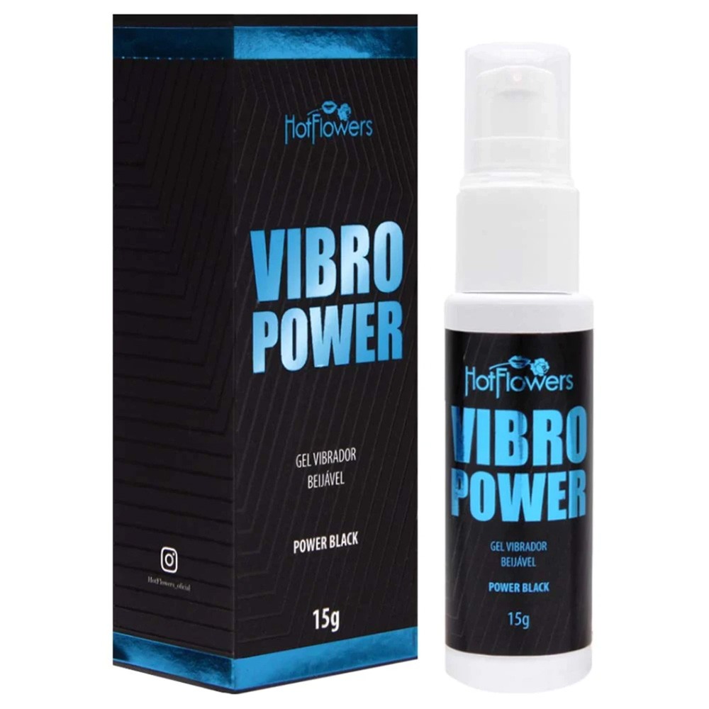 Vista da parte traseira da embalagem do Vibrador L�quido Beij�vel Vibro Power Black 15g