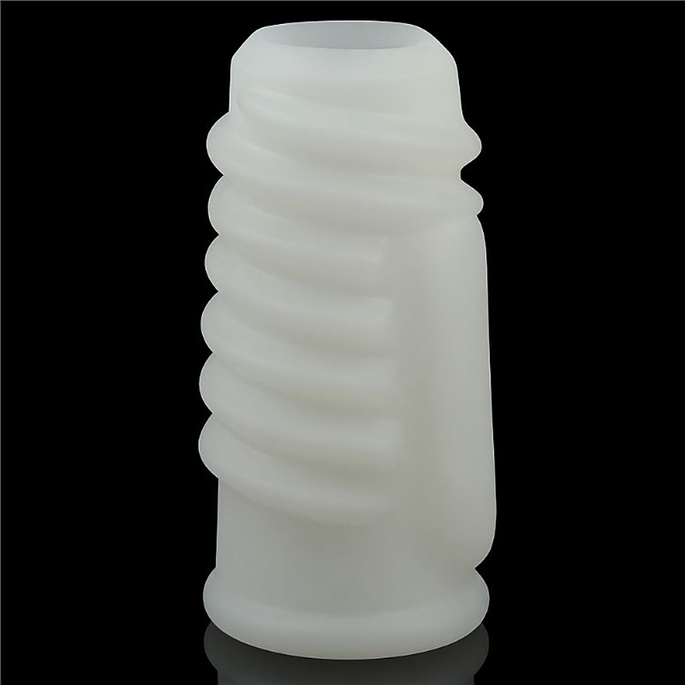 Capa Peniana Vazada em Silicone (Toque Aveludado) com Vibrador 10 x 4,7cm Knights Ring Branca | Foto 02