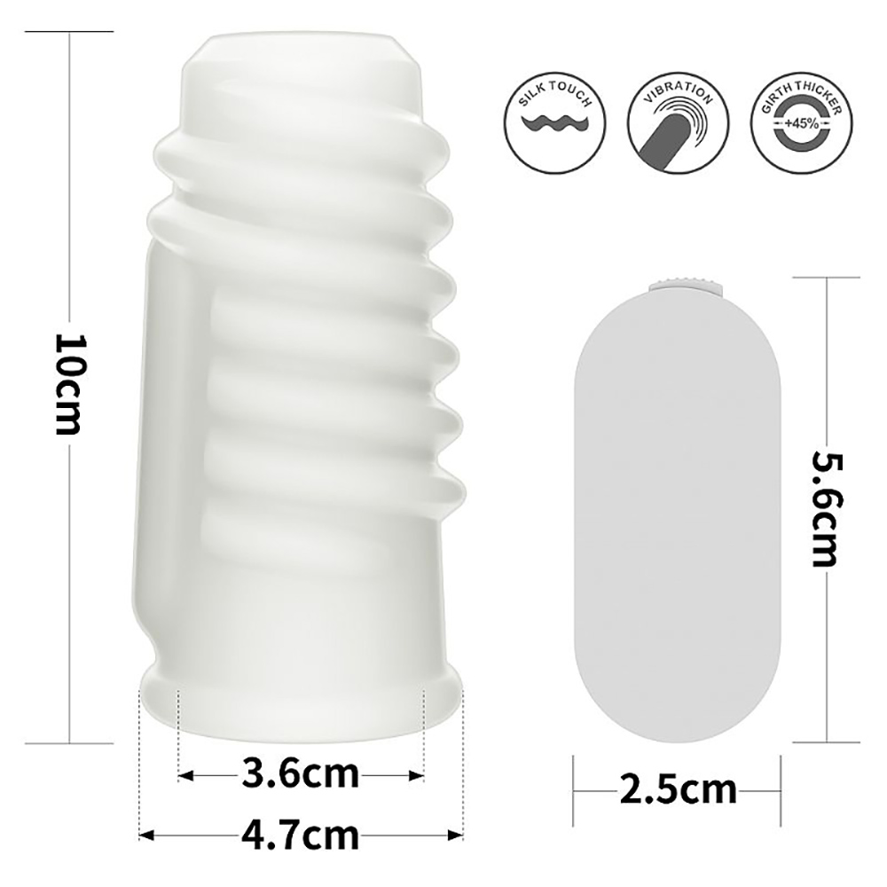 Capa Peniana Vazada em Silicone (Toque Aveludado) com Vibrador 10 x 4,7cm Knights Ring Branca | Foto 06