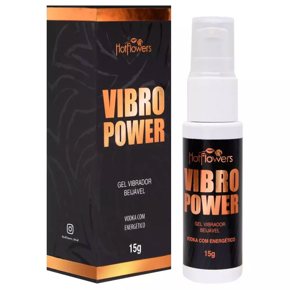 Vibrador L�quido Beij�vel Vibro Power Vodka com Energ�tico 15g, frasco em vista superior