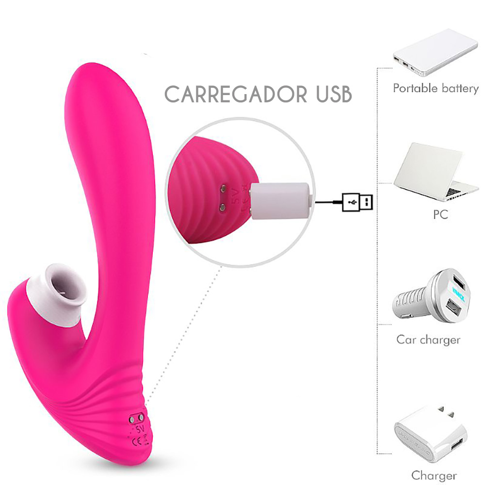 Vibrador Duplo Recarreg�vel em Silicone com 9 Vibra��es e 9 Suc��es Dawn Pink | Foto 06