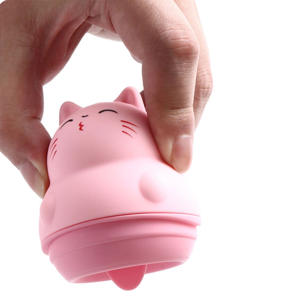 Vibrador Discreto Gatinho Rosa com Lingua Estimuladora, com caixa ao lado
