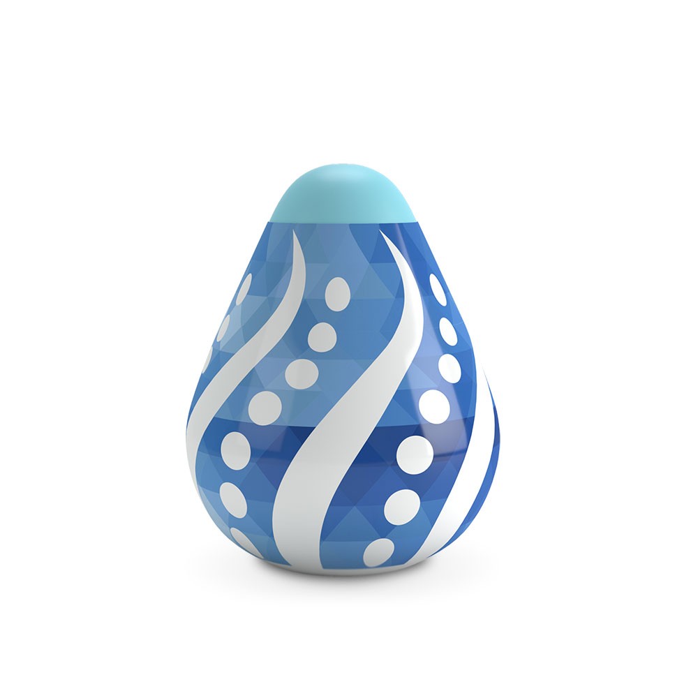 Vista lateral do Masturbador Masculino Mini Boy Wave, mostrando seu formato anat�mico em azul claro, evidenciando simplicidade e suavidade externa