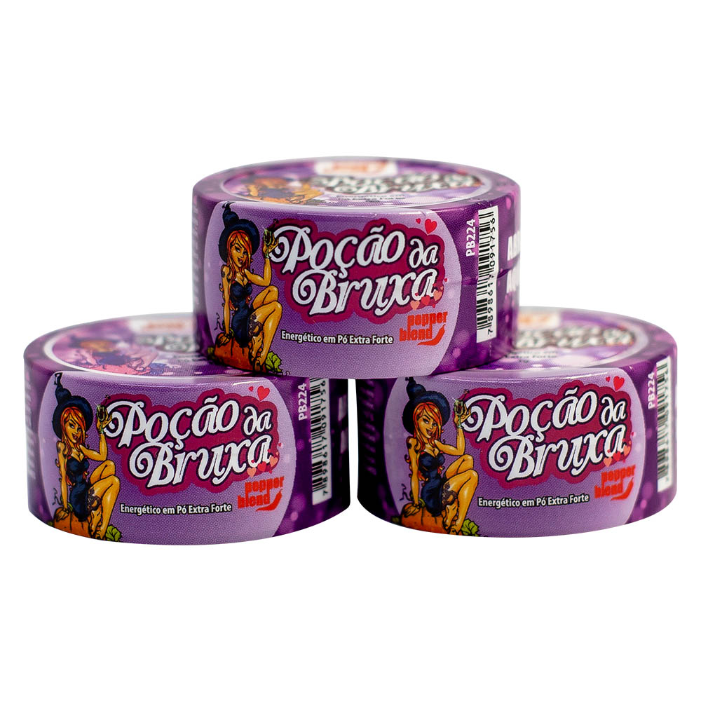 Po��o da Bruxa Energ�tico em P� Extra Forte - Conjunto de 3 sach�s roxos do suplemento
