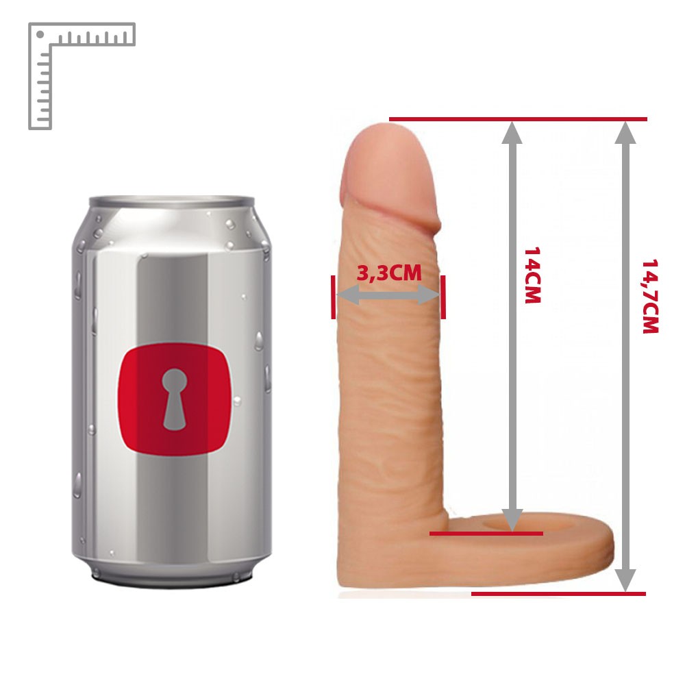 Anel Companheiro 10 Vibra��es bege com foco no mini vibrador e o bot�o de controle de vibra��es