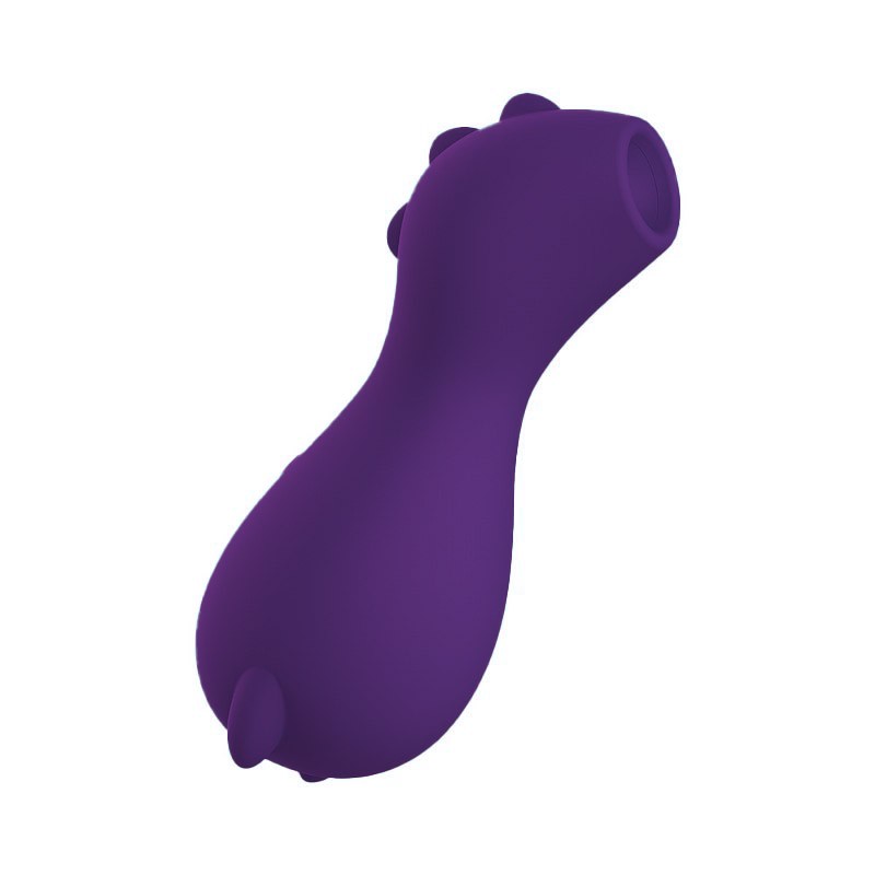 Pulsador de Clit�ris em Silicone Recarreg�vel Roxo em vista lateral, evidenciando as sali�ncias macias no bico para estimula��o eficaz