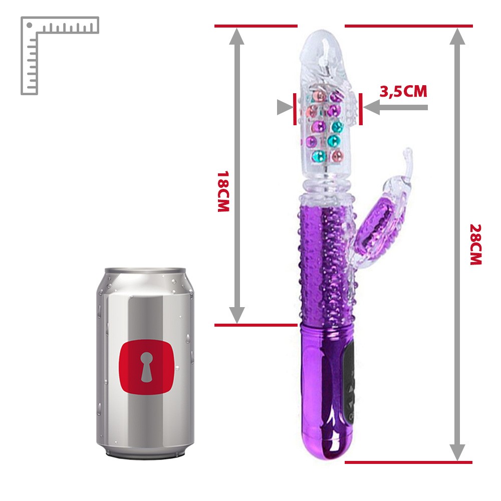 Vista frontal do Vibrador Rabbit Rotativo Vai e Vem com Estimulador Multivelocidade Recarreg�vel Female Roxo