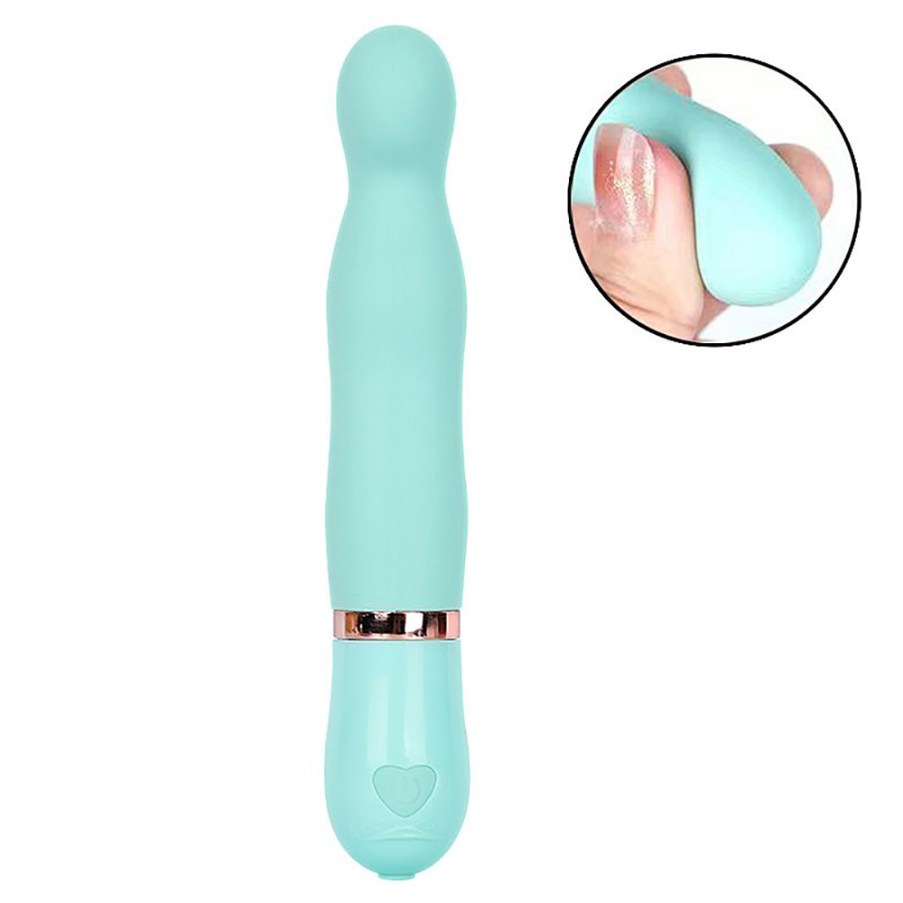 Detelhe do toque macio do Vibrador Ponto G Taha Cyan em silicone e formato flex�vel.