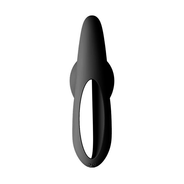 Plug anal Rabo Pequeno Metal com Pompom Preto visto de lado com a parte met�lica brilhante e o pompom macio