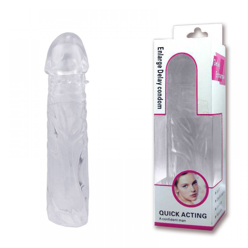 Capa peniana transparente com veias salientes e glande transparente, vista lateral