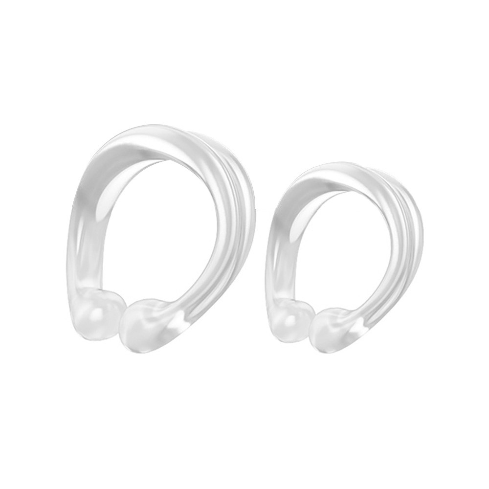Anel Peniano em Elast�mero Kit com 2 Unidades Transparente | Foto 03 - Vista de perfil dos dois an�is, destacando a curvatura e o material flex�vel.