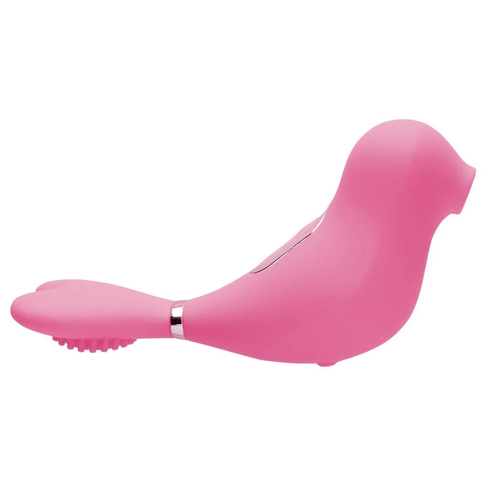 Detalle da textura da 'cauda vibrat�ria' do Vibrador para Clit�ris em Silicone Recarreg�vel Passarinho Rosa