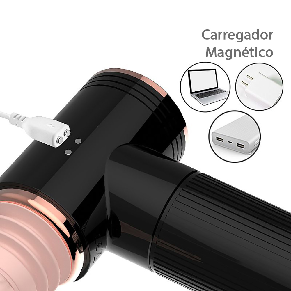 M�quina de Sexo com Aquecimento destacando o dildo em silicone com toque aveludado em vista lateral.