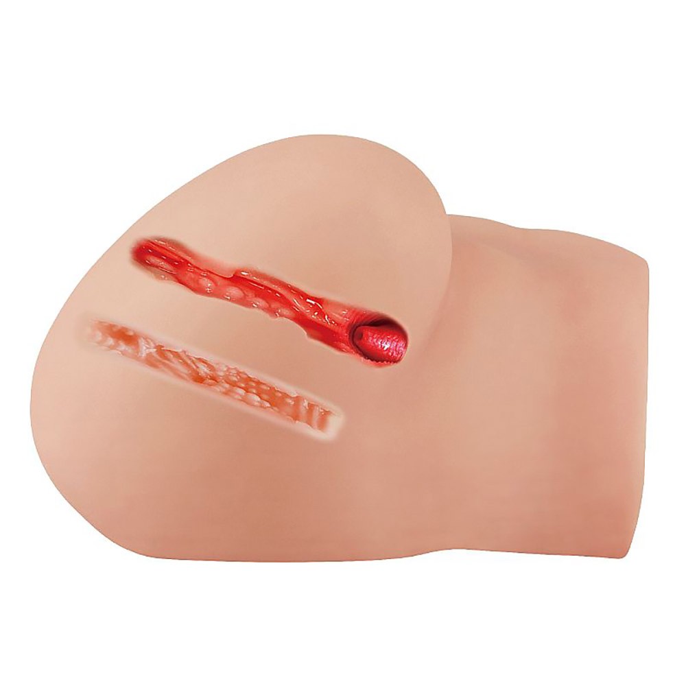 Masturbador masculino Kira em Cyberskin, vis�o lateral da parte superior com curva da cintura e detalhes da pele