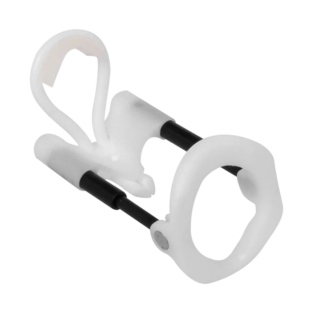 Extensor Peniano Tensordin Prime Pl�stico Branco em vista lateral, mostrando detalhes da estrutura e hastes