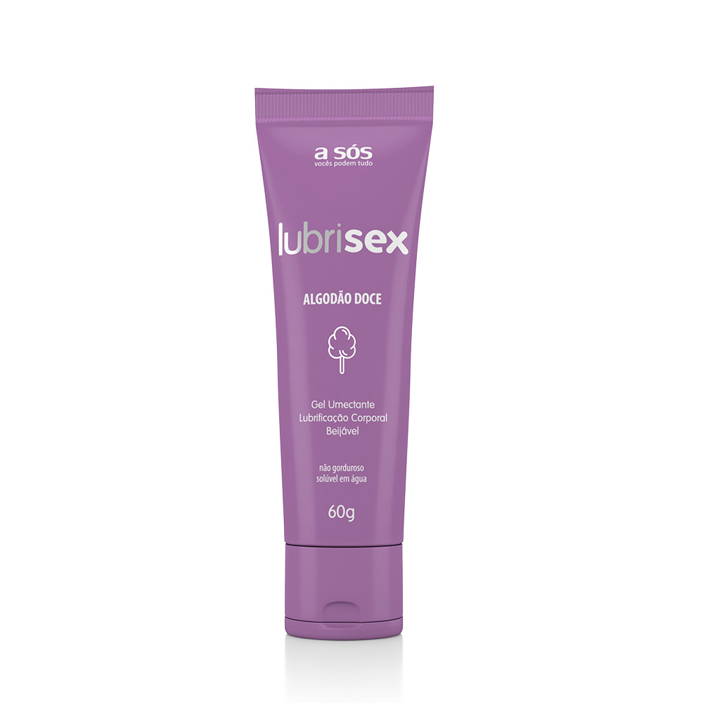 Lubrificante Beij�vel Lubrisex Algod�o Doce 60g em embalagem tubular de frente