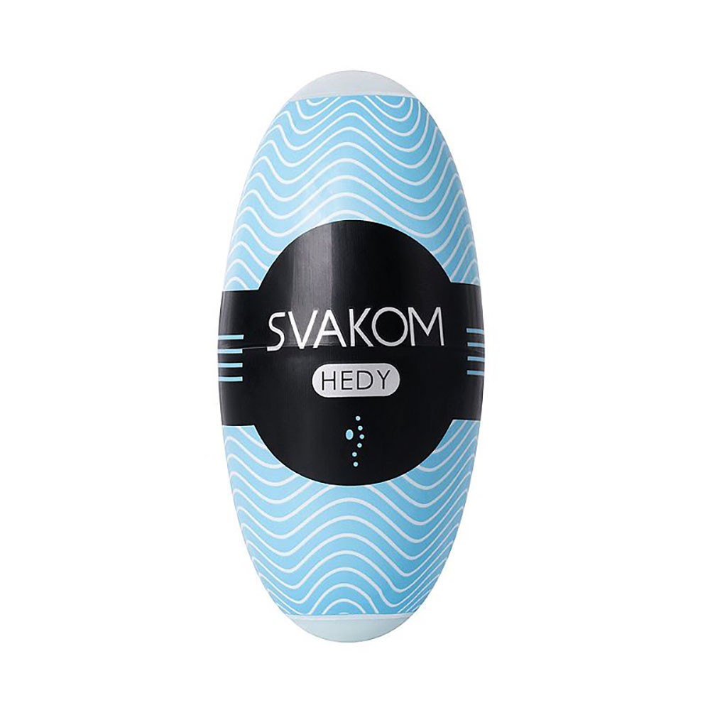 Masturbador Masculino Texturizado Svakom Hedy Blue em sua embalagem com logo Svakom Hedy