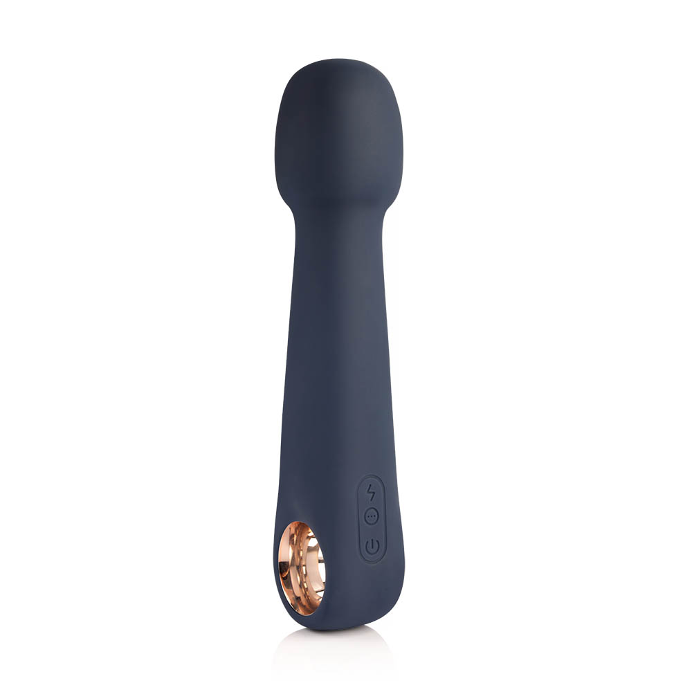Massageador Er�tico Recarreg�vel Wand Azul - Vista traseira com bot�es de controle